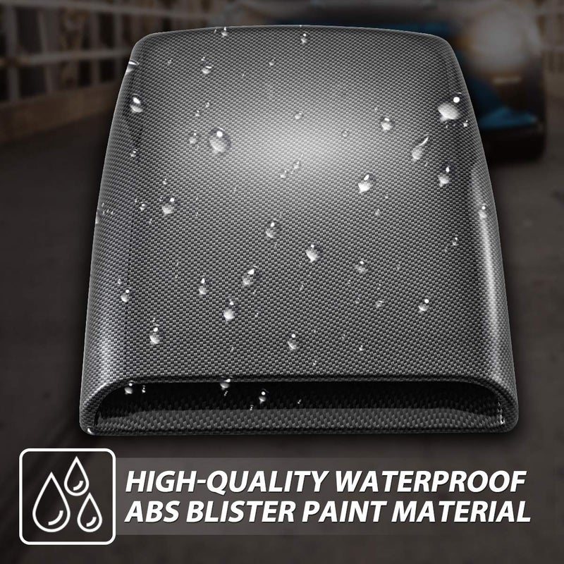 KaTur Universal Car Decorative Air Flow Intake Hood Scoop Vent Turbo Bonnet Cover Carbon Friber - Image 3